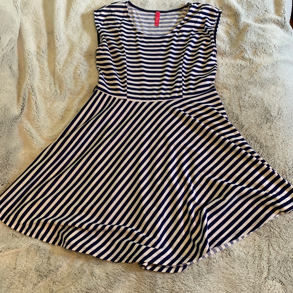 Navy striped swing dress plus size 1x